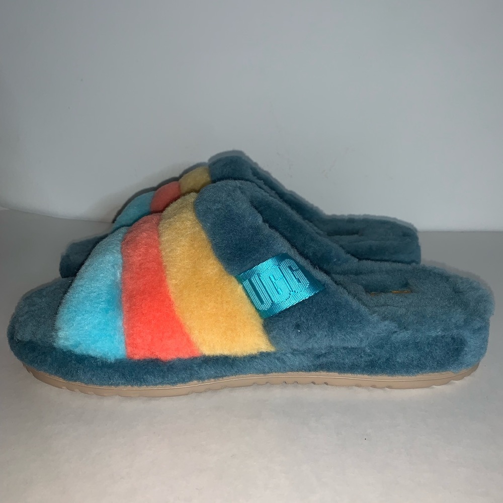UGG Men's Fluff You Slides Sandals Size 12 Blue Multi 1123772